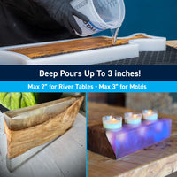 pour up to 3 inches in a single small volume pour with fathom epoxy