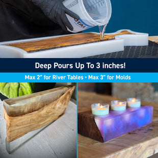 pour up to 3 inches in a single small volume pour with fathom epoxy