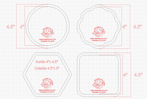 Coaster Router Template Kit - 4 Piece Acrylic