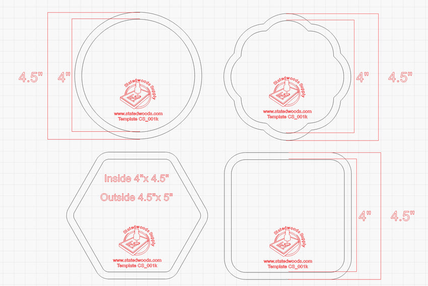 Coaster Router Template Kit - 4 Piece