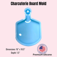 An epoxy resin silicone mold that can be used many times over to make epoxy and wood charcuterie boards or cutting boards.