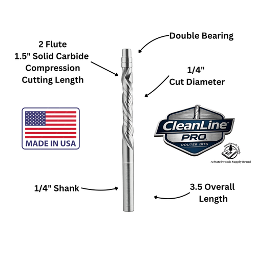 CleanLine Pro 1/4" Carbide Compression Flush Trim Router Bit
