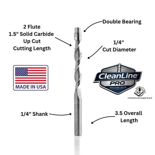 CleanLine Pro 1/4" Up-Cut Spiral Flush Trim Router Bit