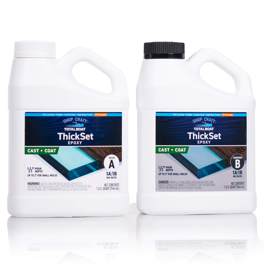 1:1 Thickset Epoxy from TotalBoat perfect for1/2 inch deep pour epoxy tables, projects, furniture, boating.